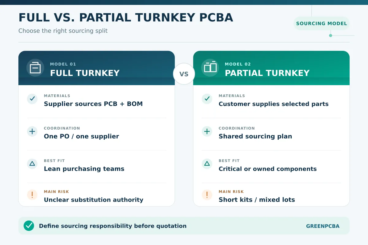 full turnkey vs partial turnkey PCB assembly sourcing comparison