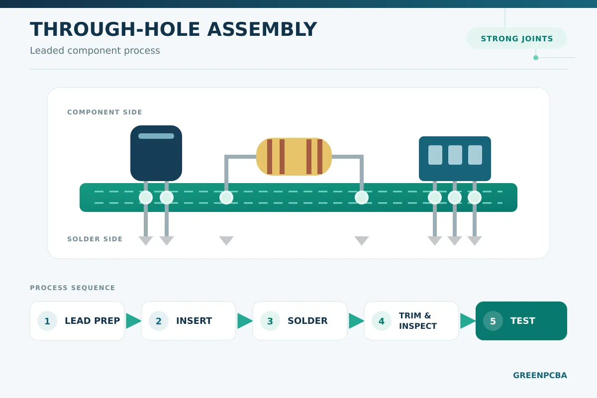 through-hole PCB assembly process for leaded components